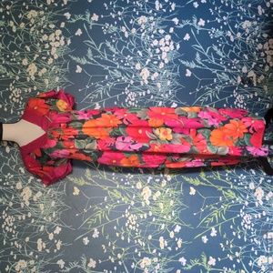 Vtg Tropical Floral Maxi Dress
